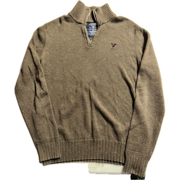 American Eagle Outfitters Other - AMERICAN EAGLE Men’s Brown Long Sleeve Quarter Zip Sweater Size Small Regular
